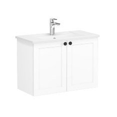 Vitra Root Classic 68645 Lavabo Dolabı, Kapaklı, 80 Cm, Dar, Mat Beyaz, Köşeli Lavabolu